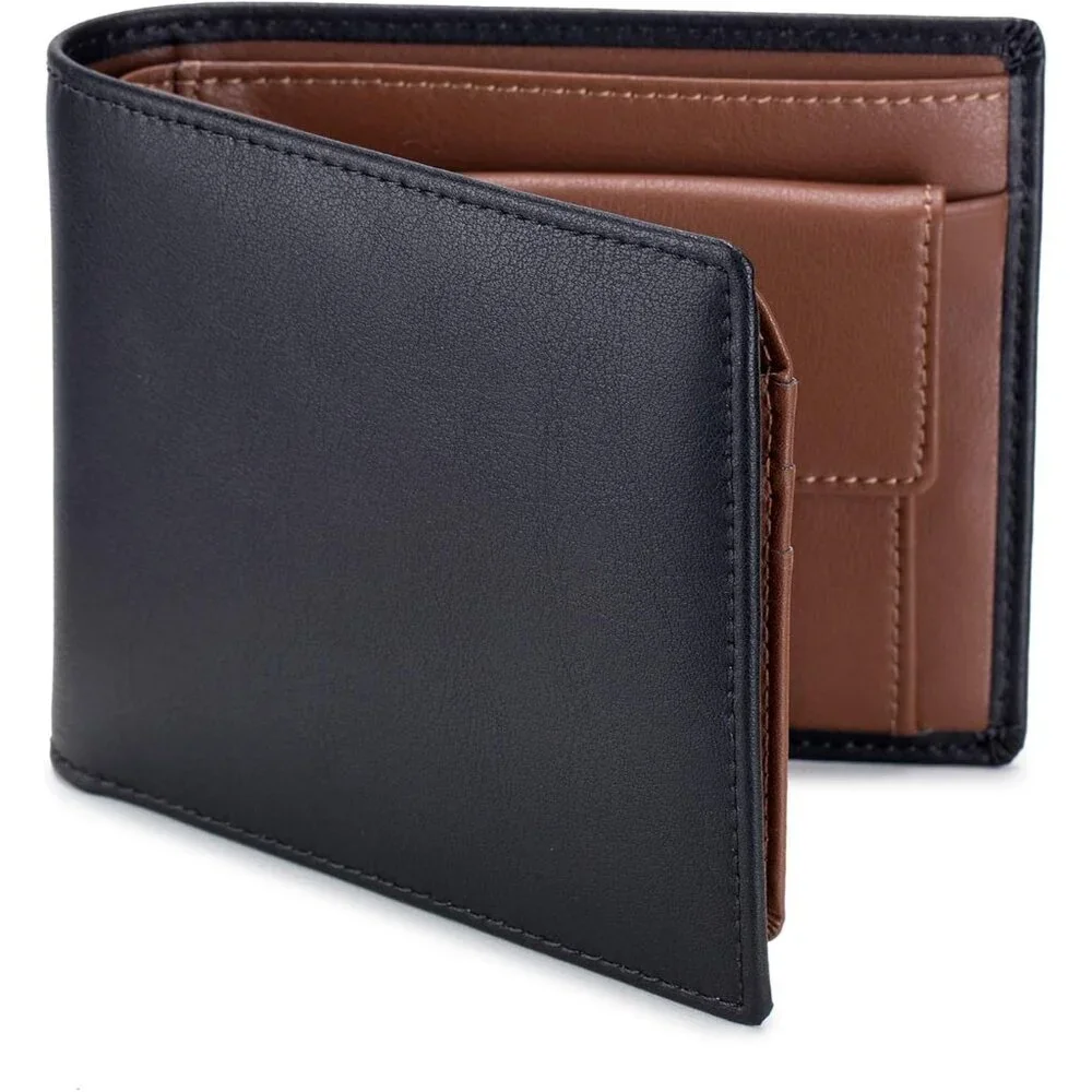 Men's Leather Wallet with Coin Pocket Flip Up ID Window RFID